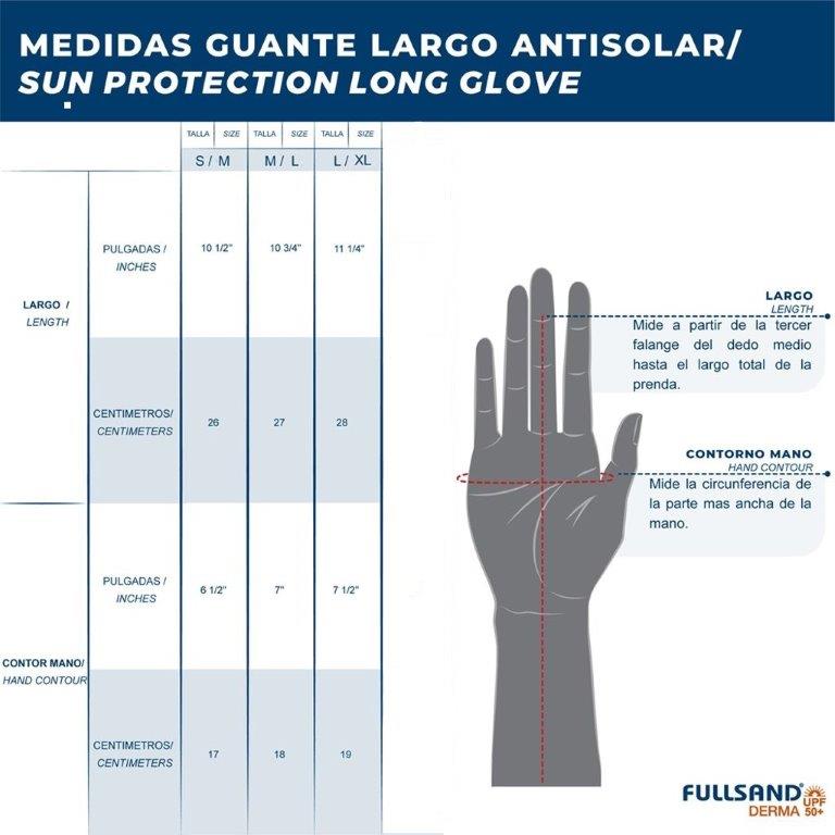 Guante unisex gris acero con protección solar Full Sand Derma